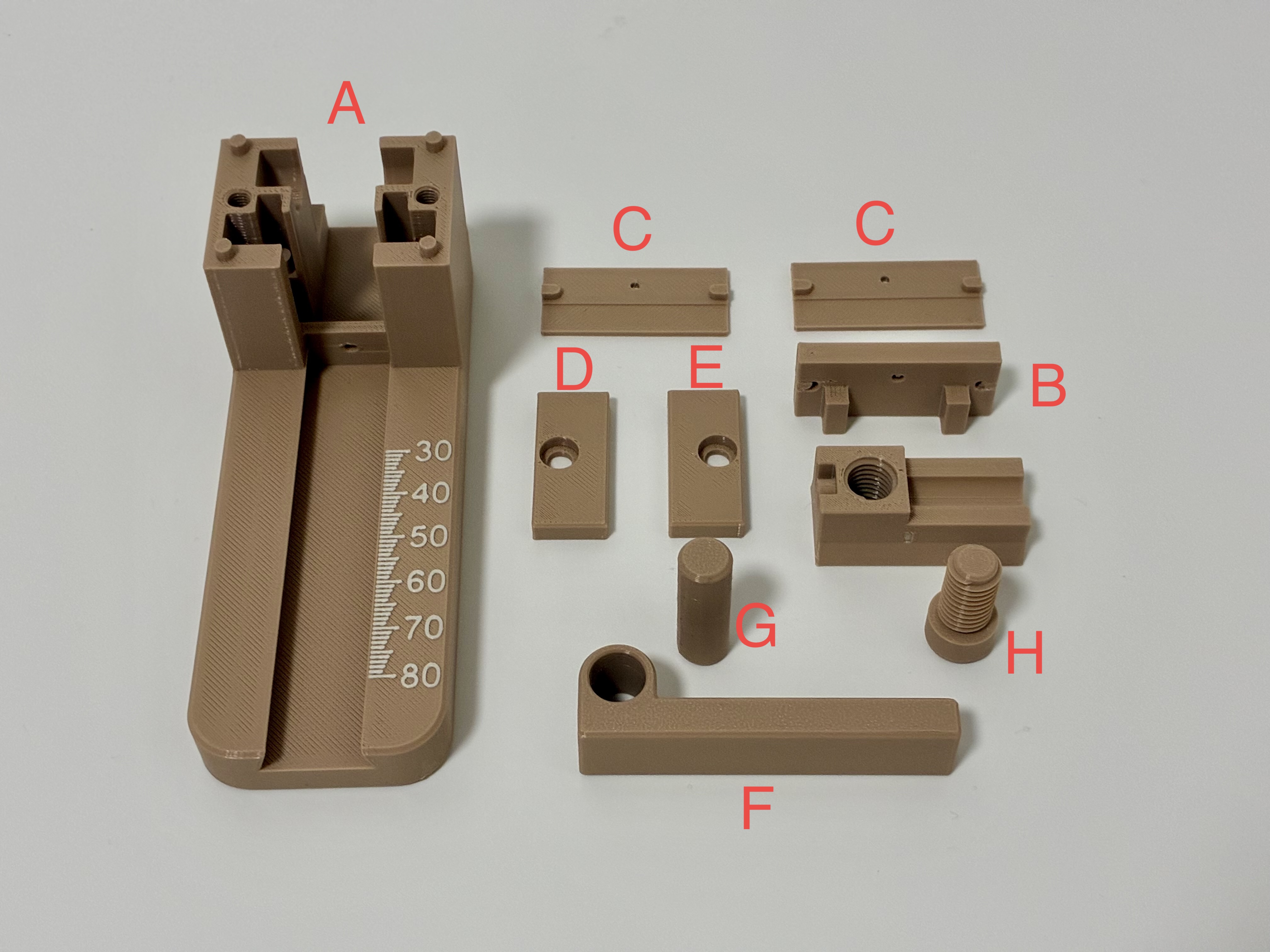 Overview of the printed parts